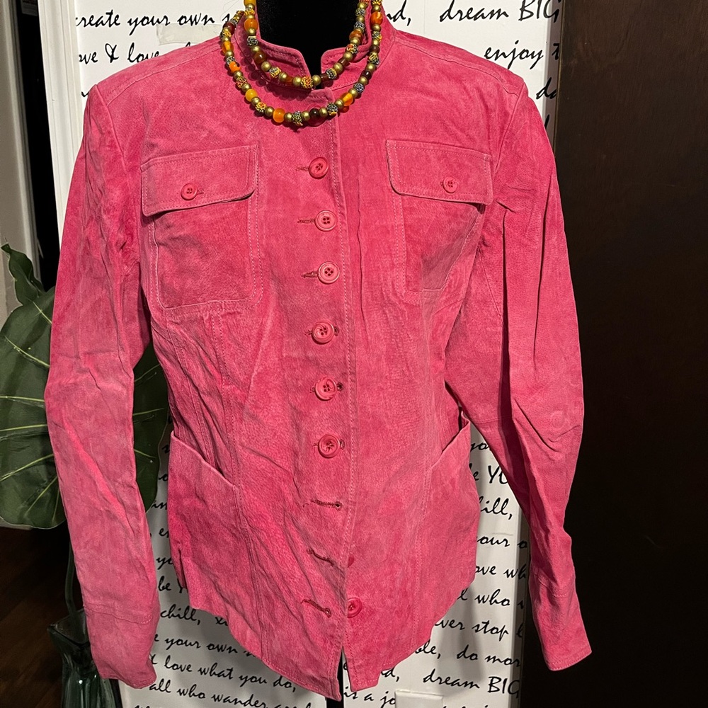 Pink Suede Crop Jacket